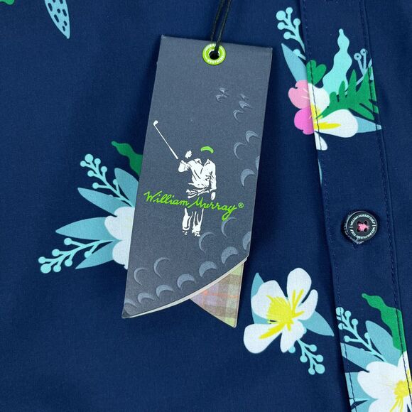 William Murray Shirt Mens S Short Sleeve Button Up Blue Floral Pattern Golf NEW - Picture 8 of 14